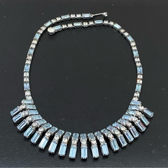 Vintage Unsigned Juliana? Purplish Blue Topaz Bib Statement Choker Necklace 35g - Picture 5 of 16